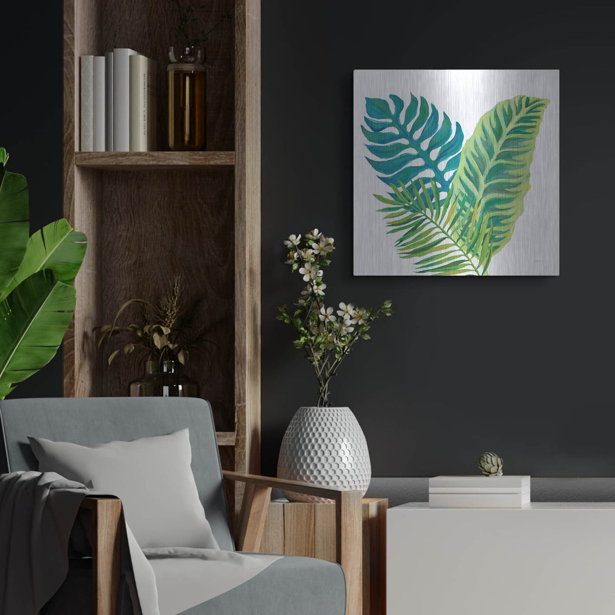 'Coconut Palm V1' by Mary Urban – Metal Wall Art, 24x24 room view