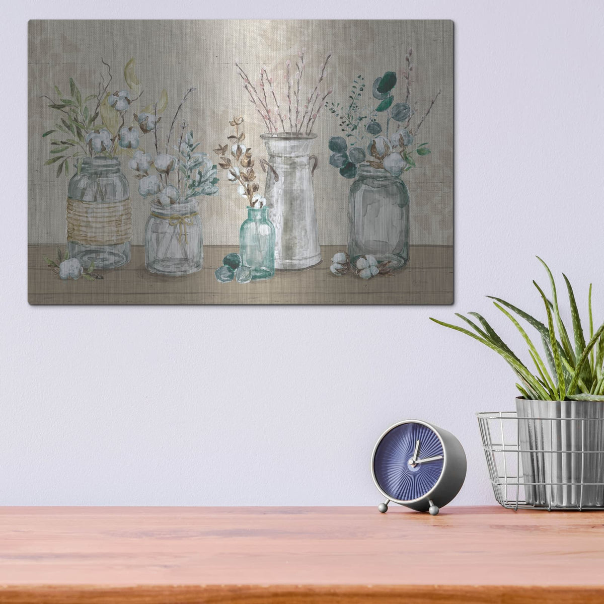 'Cotton Bouquet 1' by Mary Urban – Metal Wall Art, 16x12 room view