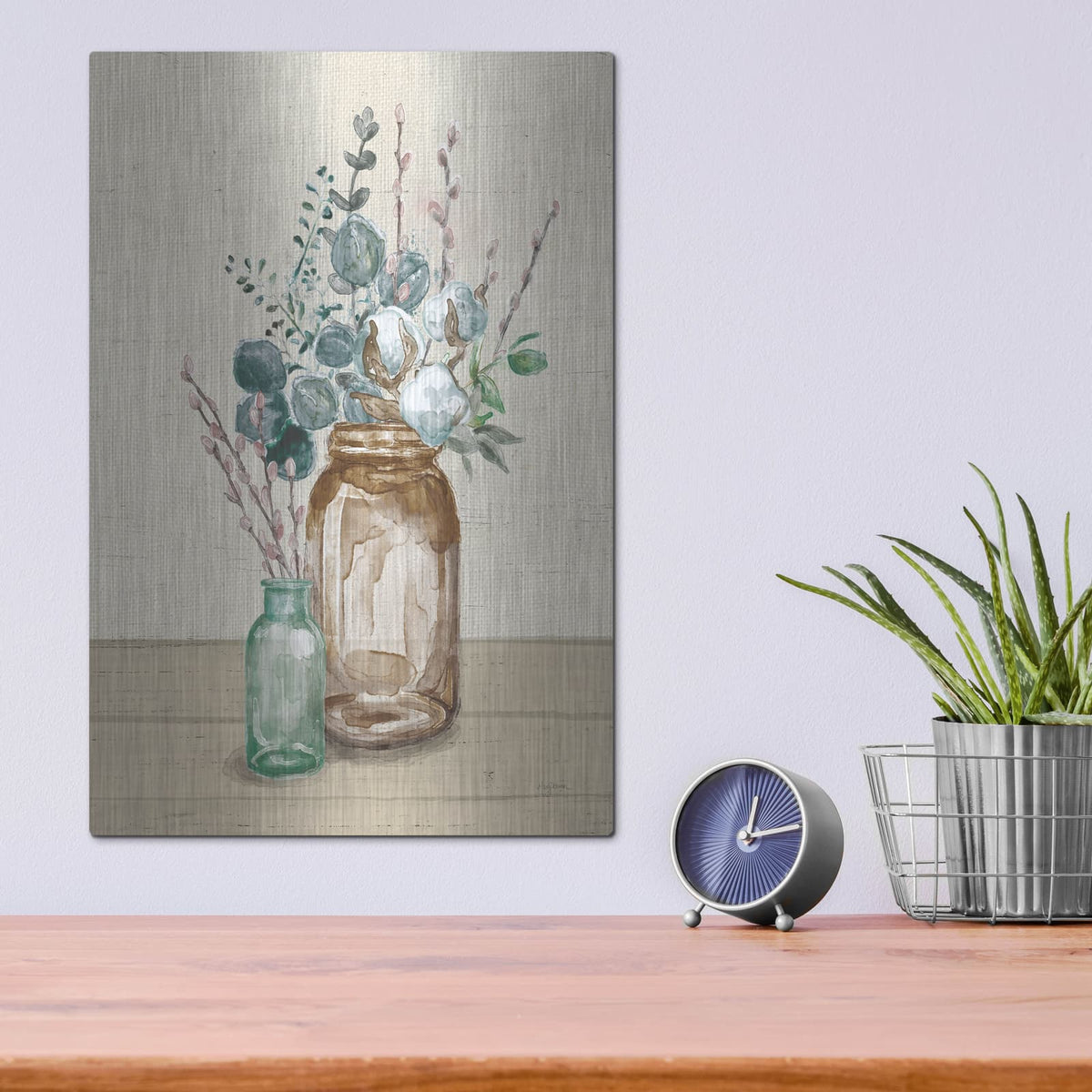 'Cotton Bouquet 2 Cream' by Mary Urban – Metal Wall Art, 12x16 room view