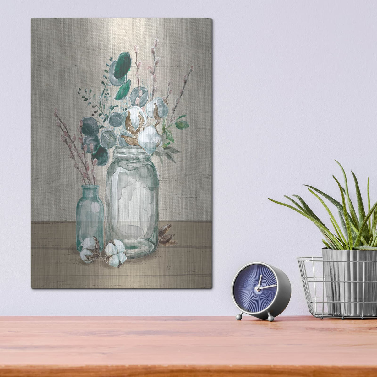 'Cotton Bouquet 2 No Pattern' by Mary Urban – Metal Wall Art, 12x16 room view
