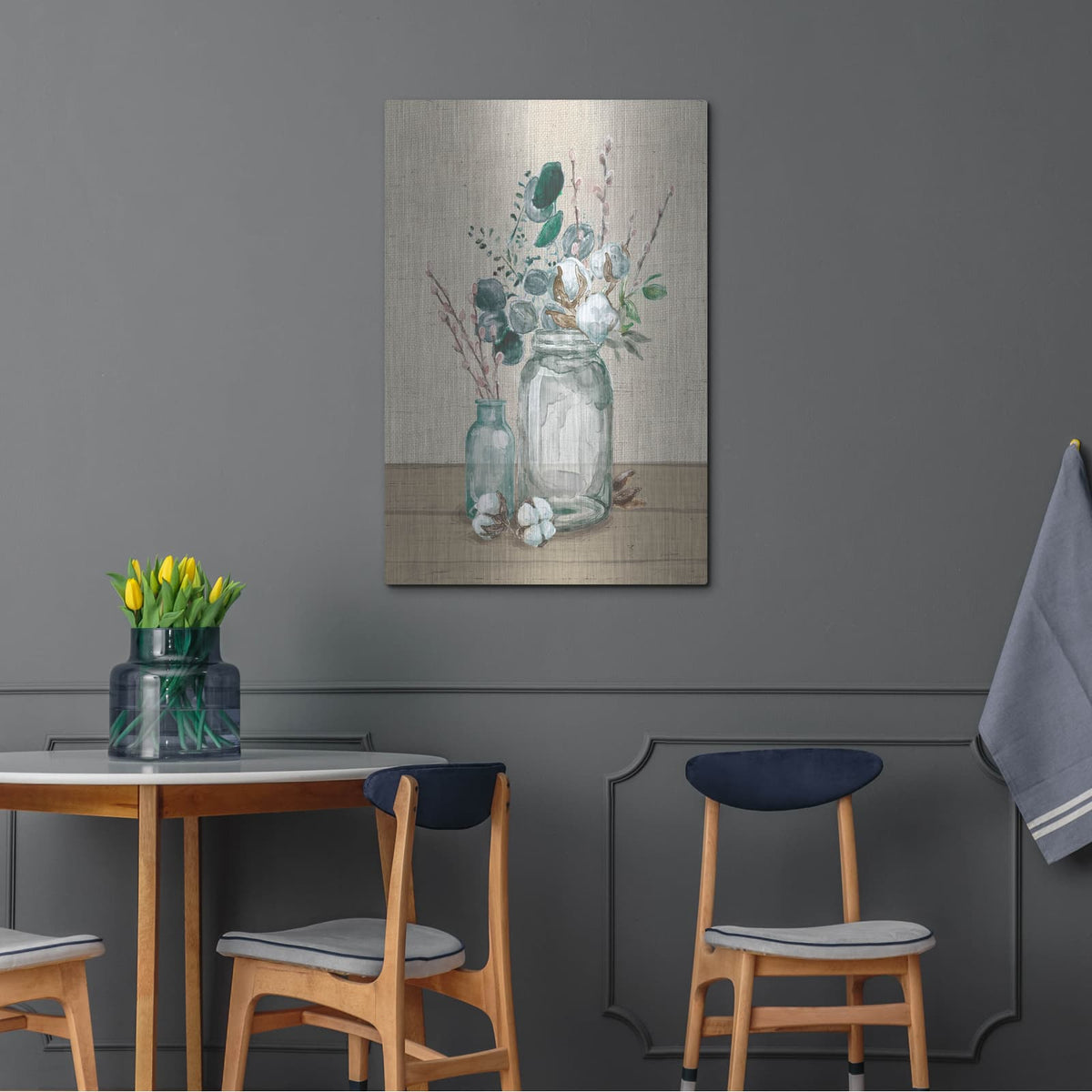 'Cotton Bouquet 2 No Pattern' by Mary Urban – Metal Wall Art, 24x36 room view