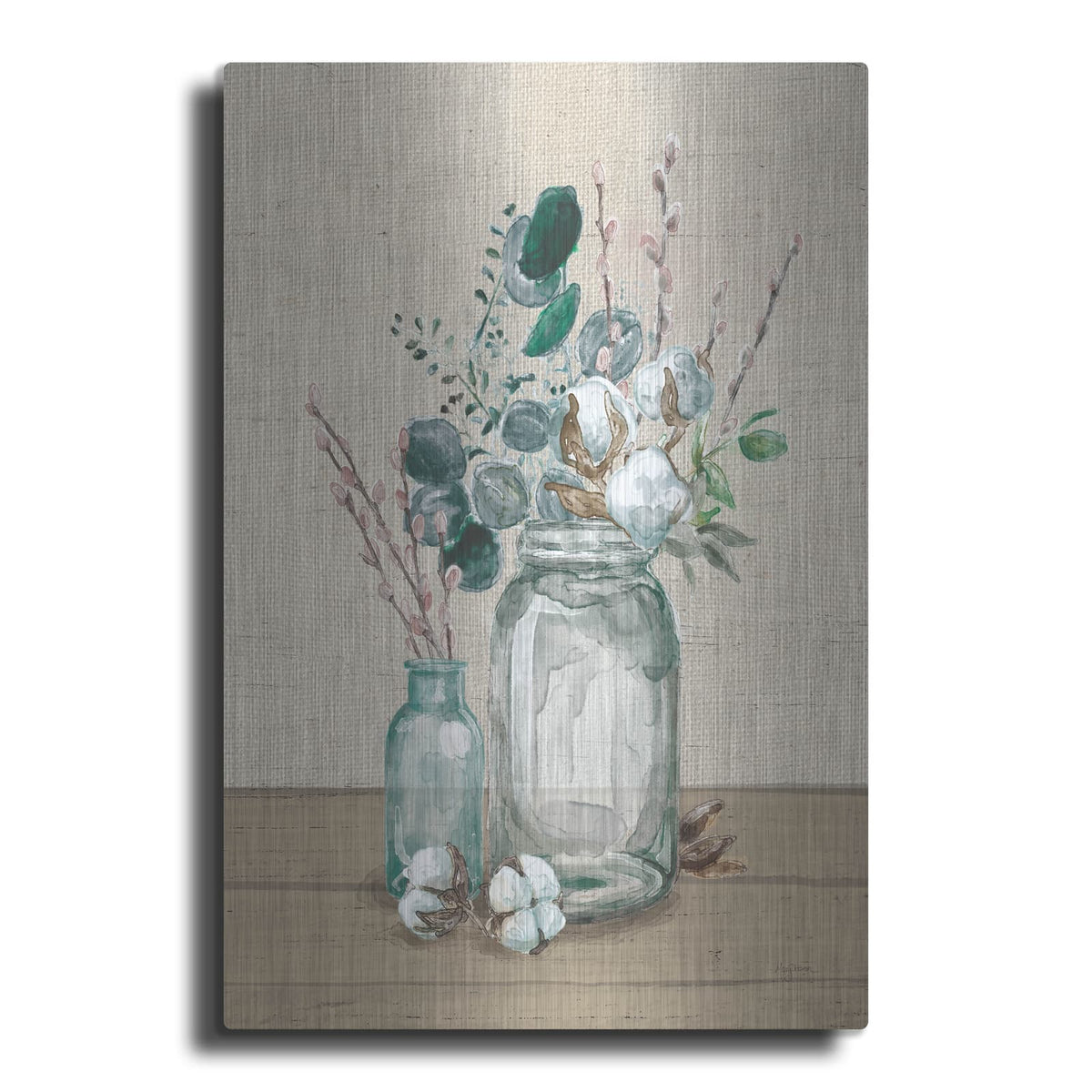 'Cotton Bouquet 2 No Pattern' by Mary Urban – Metal Wall Art
