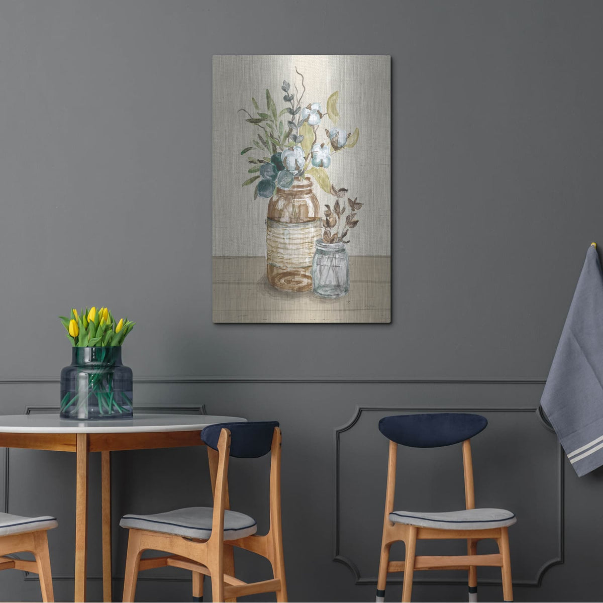'Cotton Bouquet 3 Cream' by Mary Urban – Metal Wall Art, 24x36 room view