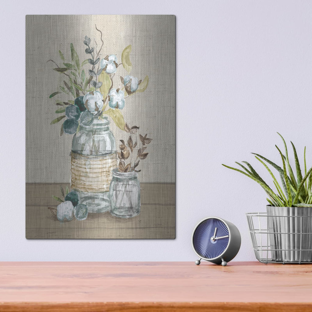 'Cotton Bouquet 3 No Pattern' by Mary Urban – Metal Wall Art, 12x16 room view