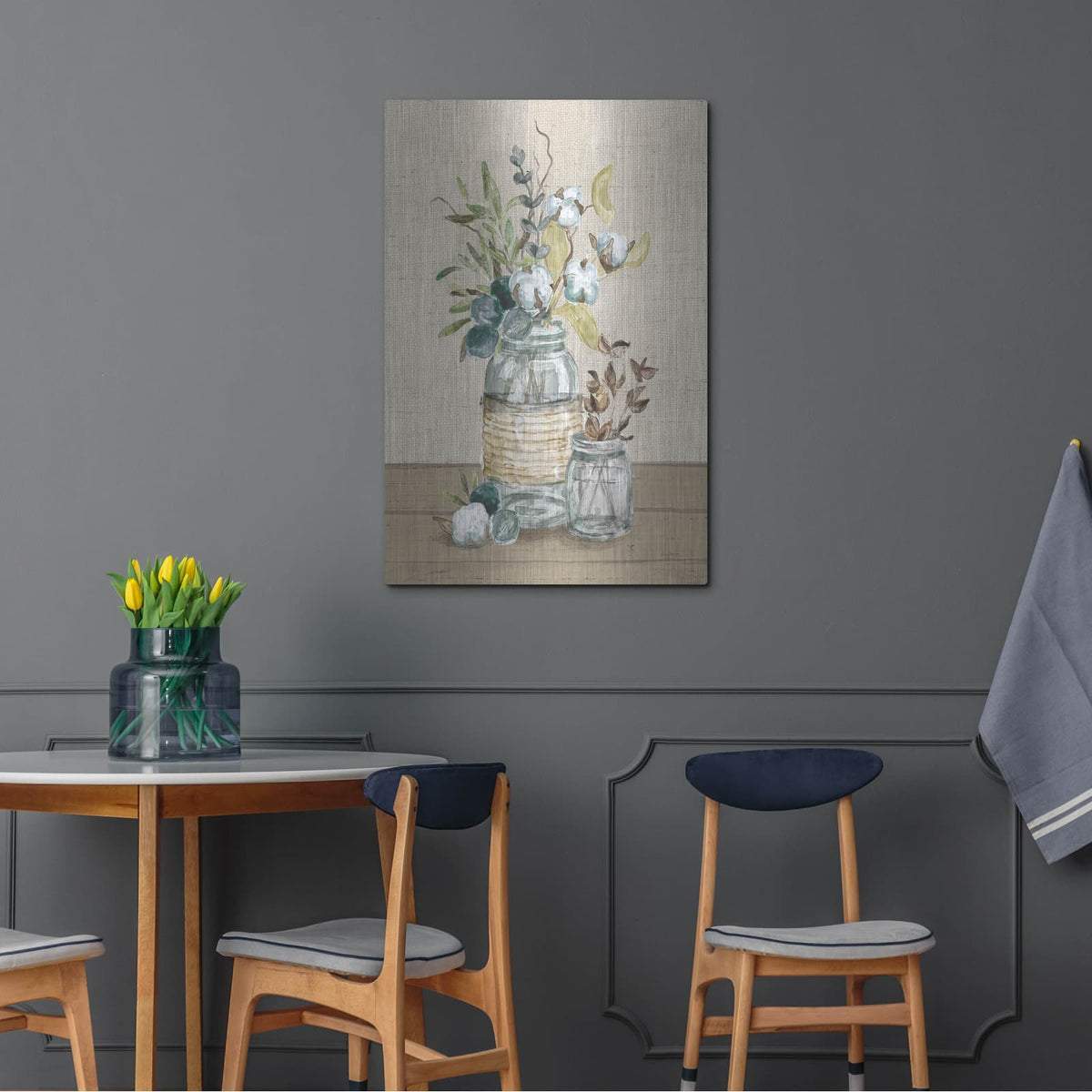 'Cotton Bouquet 3 No Pattern' by Mary Urban – Metal Wall Art, 24x36 room view