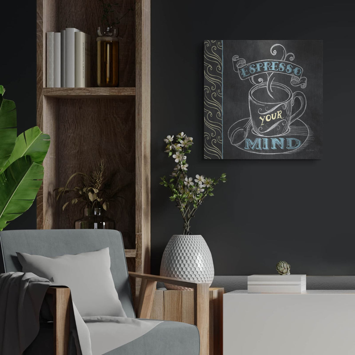 'Espresso Your Mind Color' by Mary Urban – Metal Wall Art, 24x24 room view