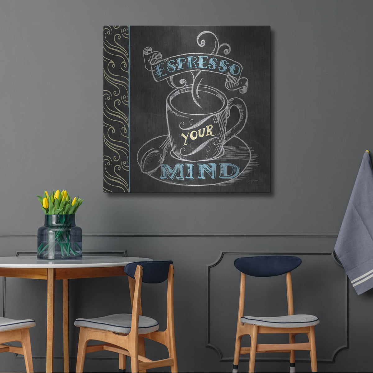 'Espresso Your Mind Color' by Mary Urban – Metal Wall Art, 36x36 room view