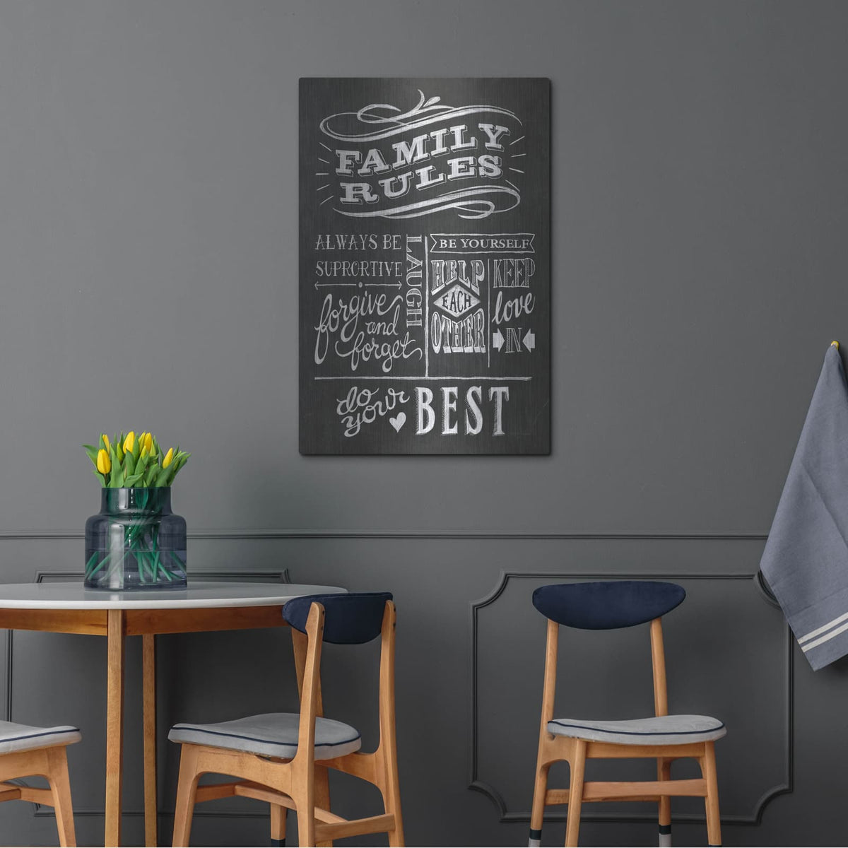 'Family Rules 1 V2' by Mary Urban – Metal Wall Art, 24x36 room view