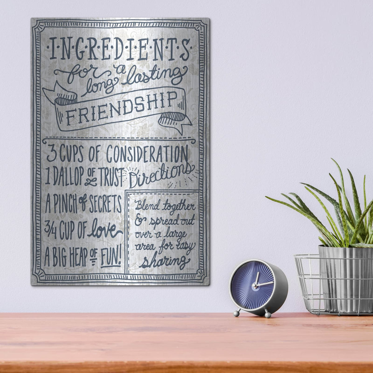 'Ingredients For Life Ditzy Floral 4 Neutral' by Mary Urban – Metal Wall Art, 12x16 room view