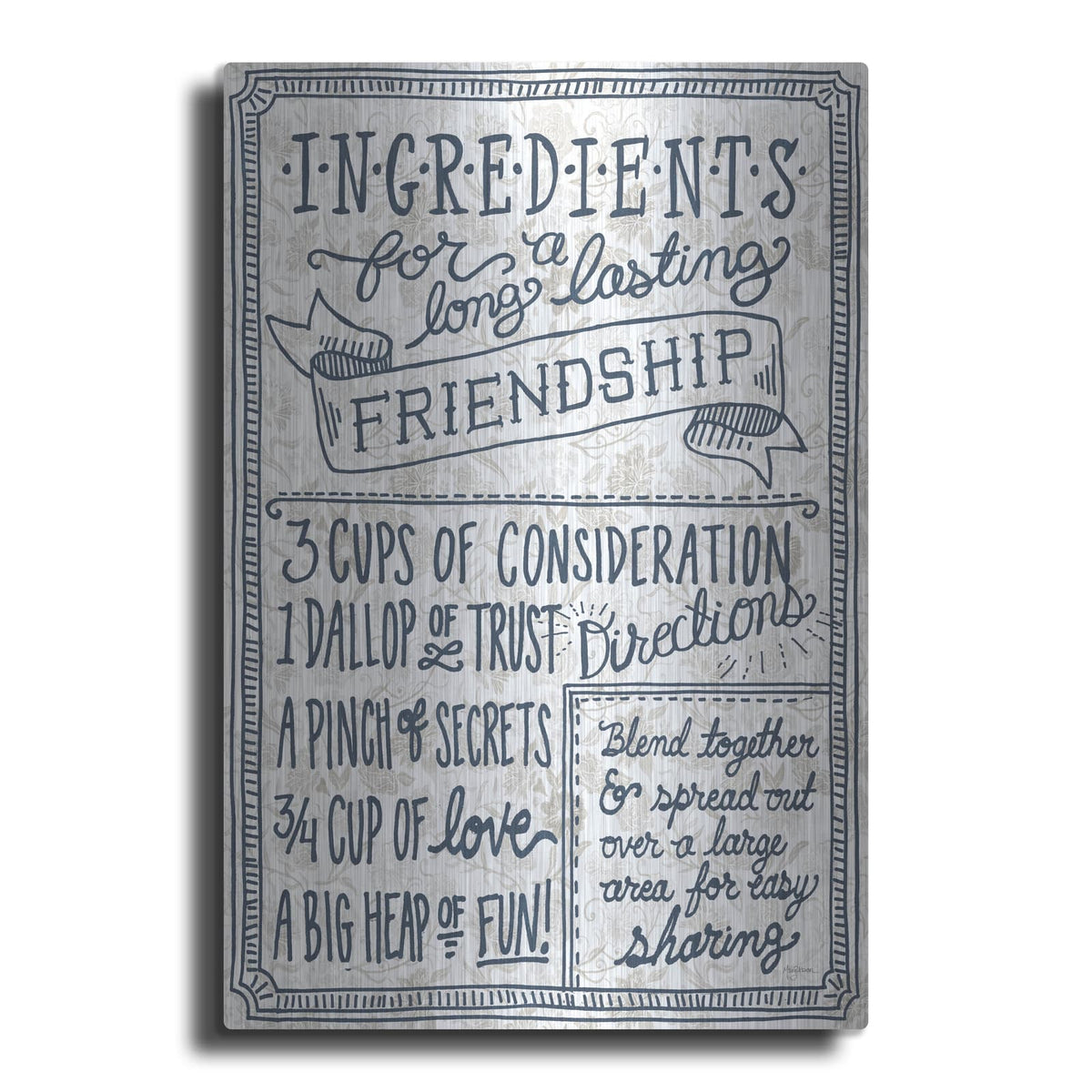 'Ingredients For Life Ditzy Floral 4 Neutral' by Mary Urban – Metal Wall Art