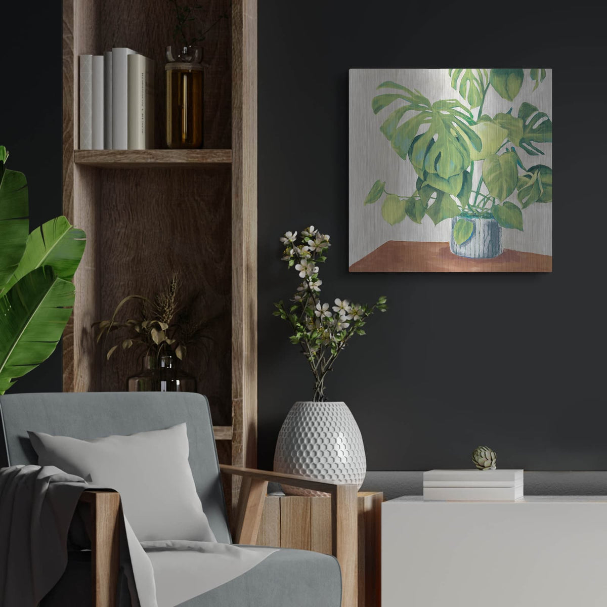 'Neutral' by Mary Urban – Metal Wall Art, 24x24 room view