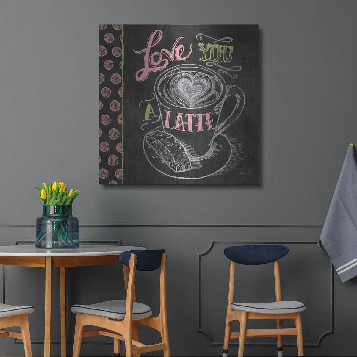 'Love You A Latte Color' by Mary Urban – Metal Wall Art, 36x36 room view