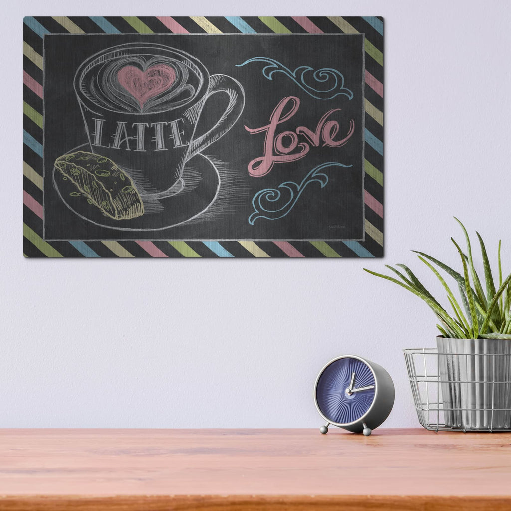 'Love You A Latte Horizontal Color' by Mary Urban – Metal Wall Art, 16x12 room view