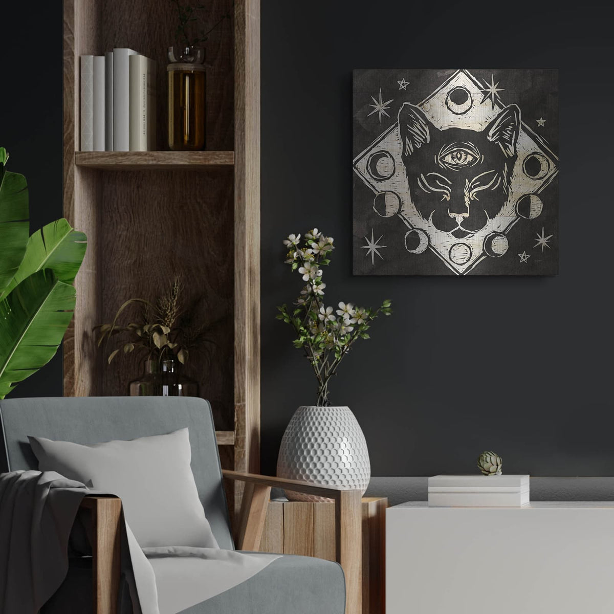 'Mystical Halloween Wood 4' by Mary Urban – Metal Wall Art, 24x24 room view