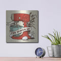 'Retro Bakery Blue 2' by Mary Urban – Metal Wall Art, 12x12 room view