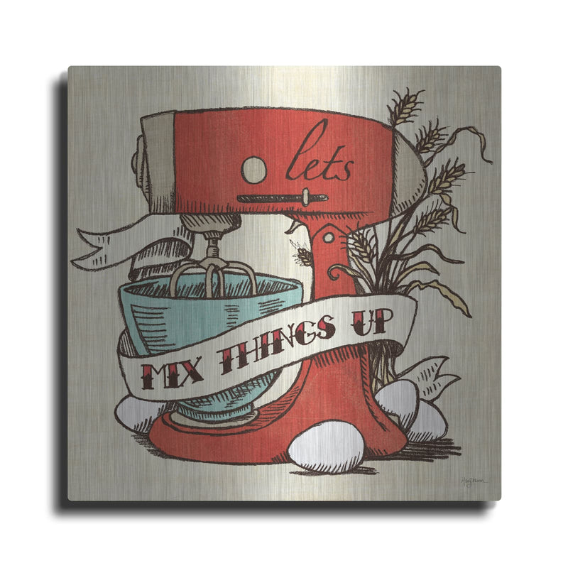 'Retro Bakery Blue 2' by Mary Urban – Metal Wall Art