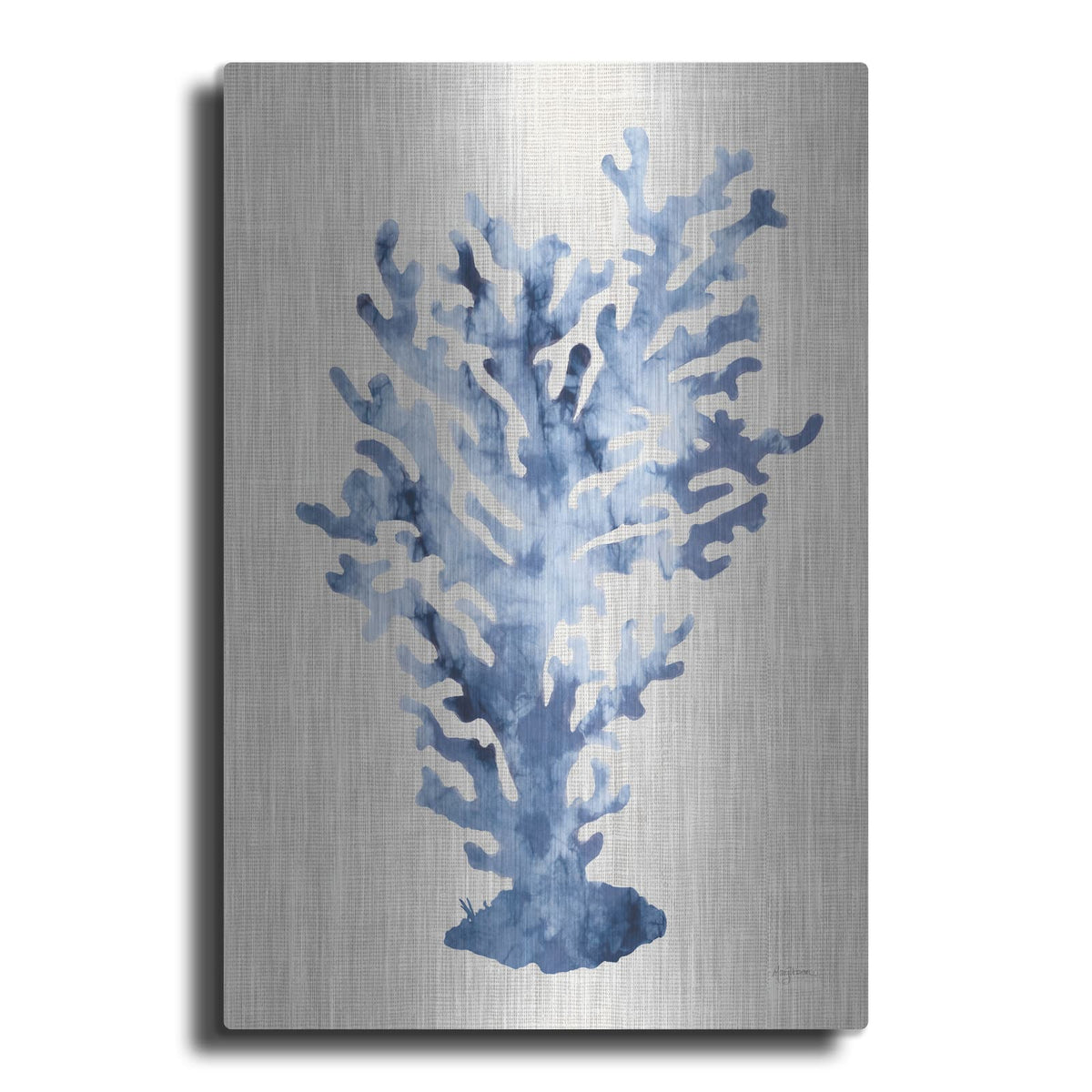 'Shibori Coral 3 On Linen' by Mary Urban – Metal Wall Art