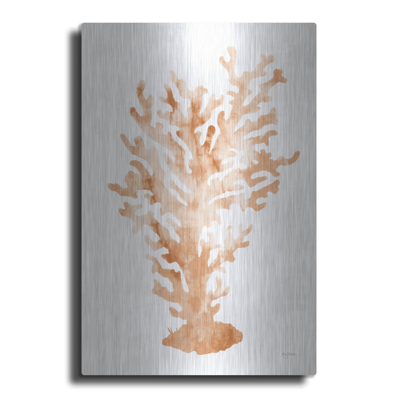 'Shibori Coral 3 Peach' by Mary Urban – Metal Wall Art