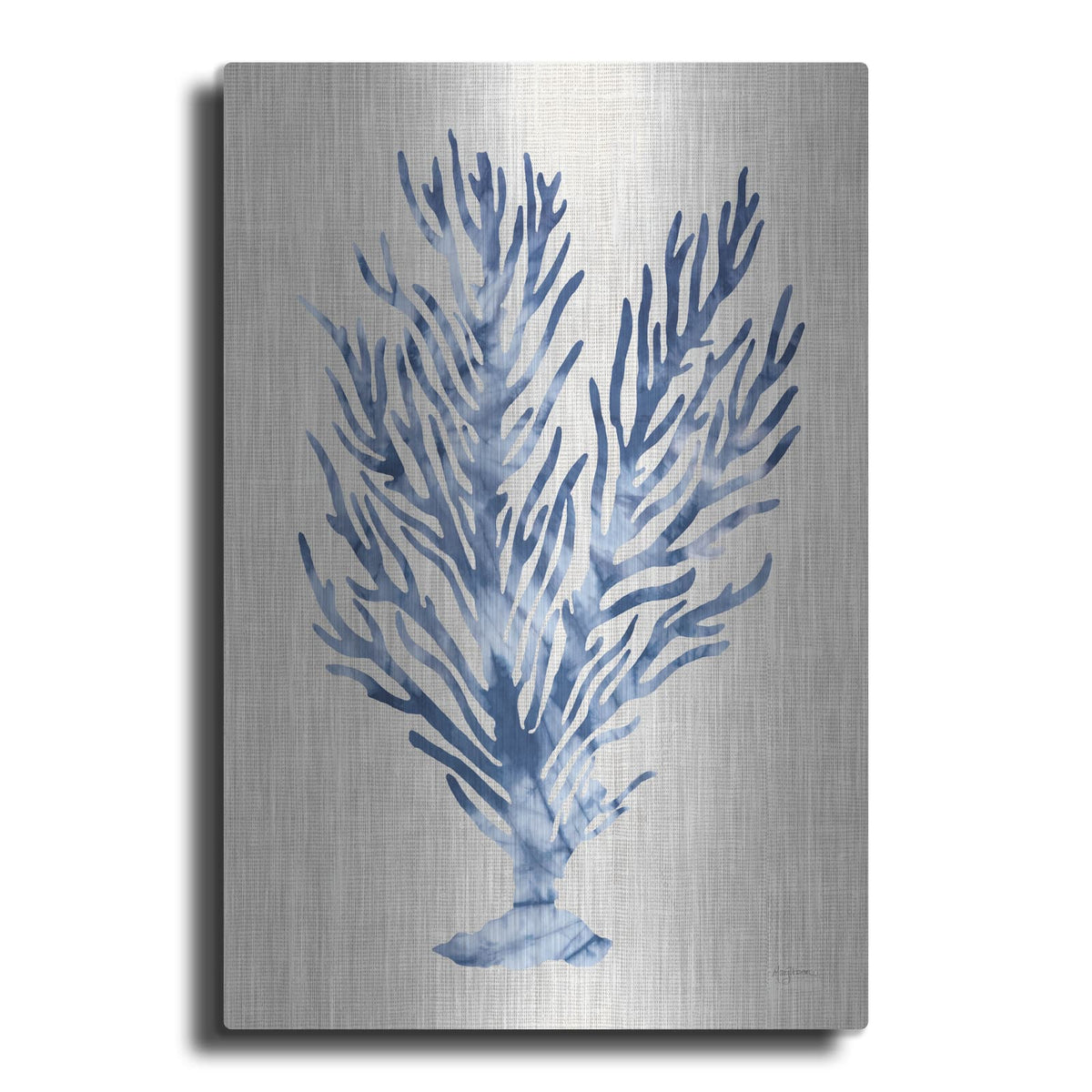 'Shibori Coral 4 On Linen' by Mary Urban – Metal Wall Art