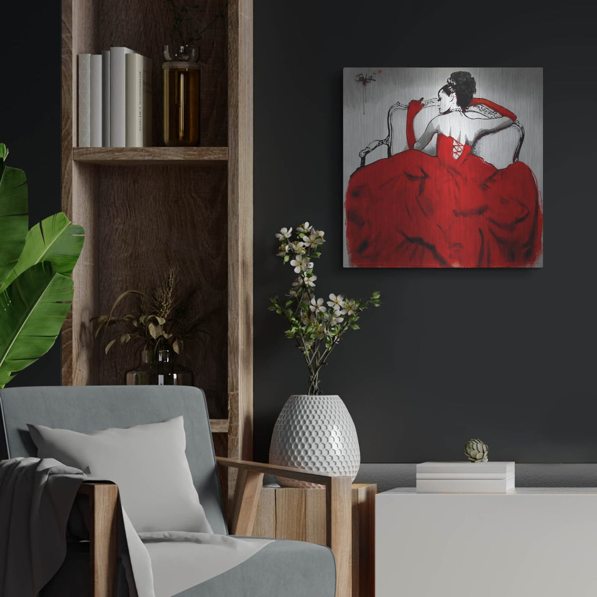 'After The Ball' by Loui Jover – Metal Wall Art, 24x24 room view