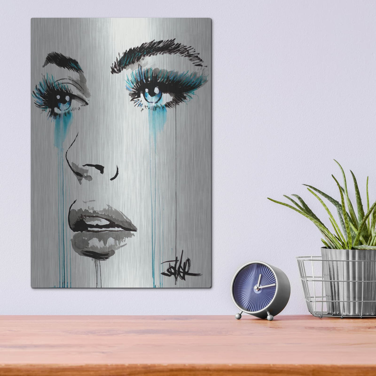 'Blue Rumour' by Loui Jover – Metal Wall Art, 12x16 room view