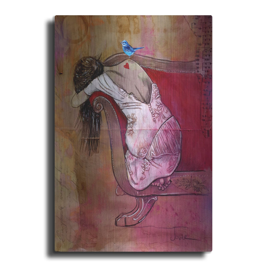 'Red Chaise' by Loui Jover – Metal Wall Art