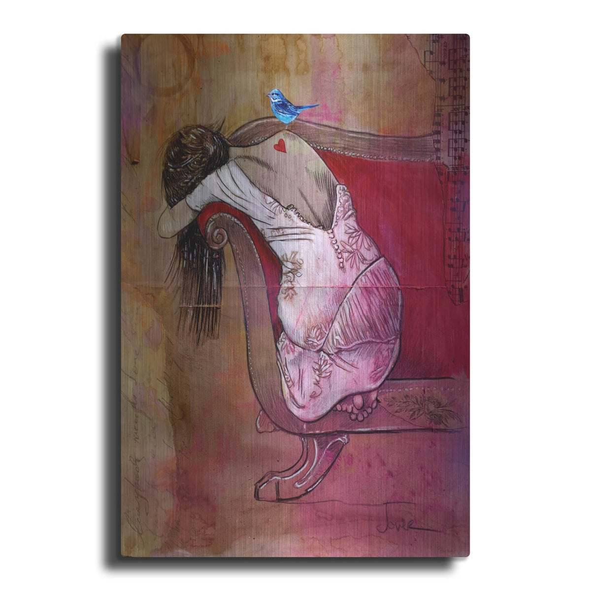 'Red Chaise' by Loui Jover – Metal Wall Art