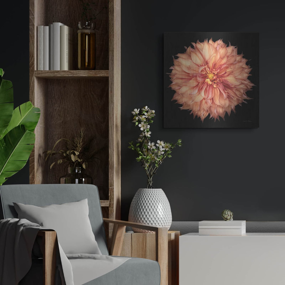 'Dahlia 1' by Debra Van Swearingen – Metal Wall Art, 24x24 room view