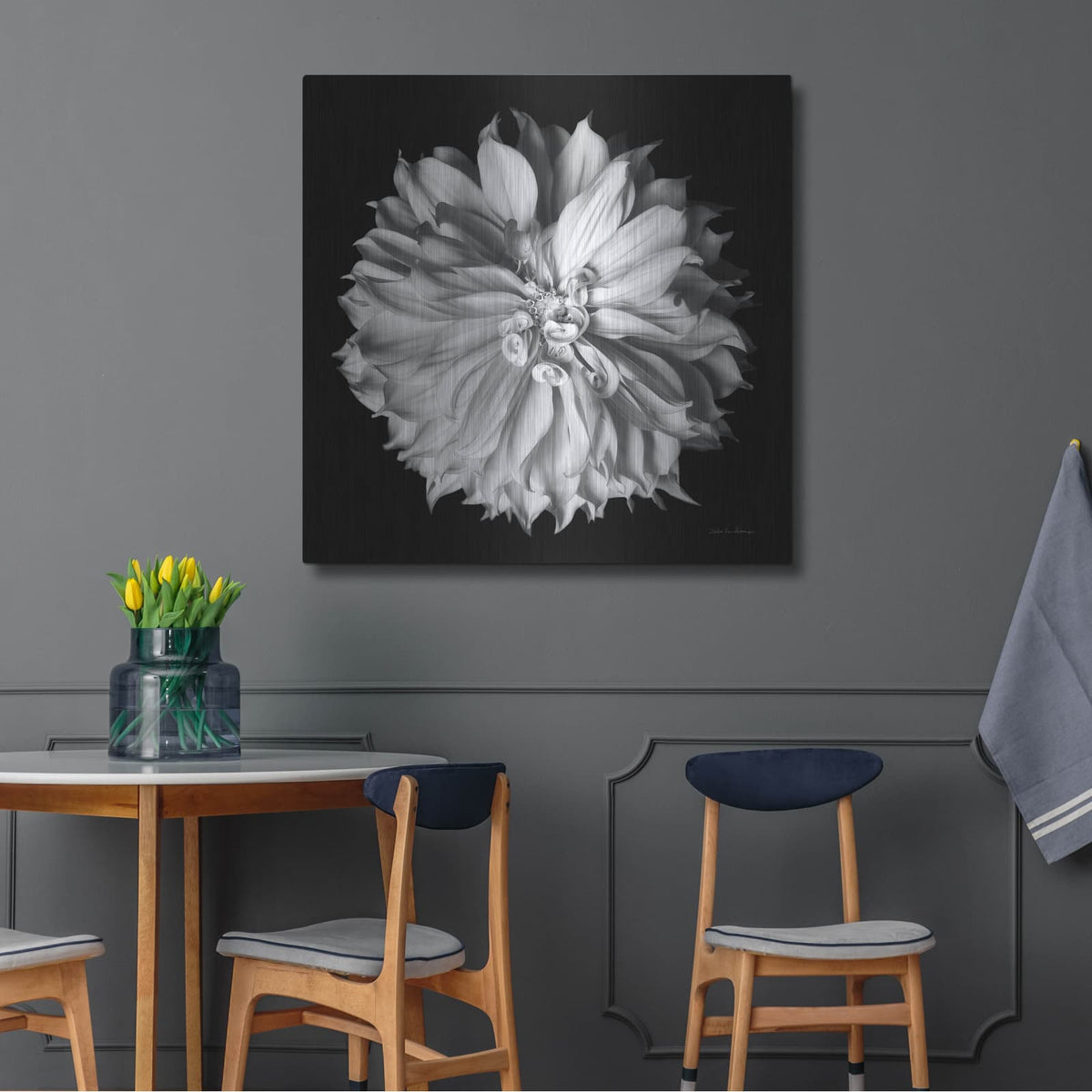 'Dahlia 2 Bw' by Debra Van Swearingen – Metal Wall Art, 36x36 room view