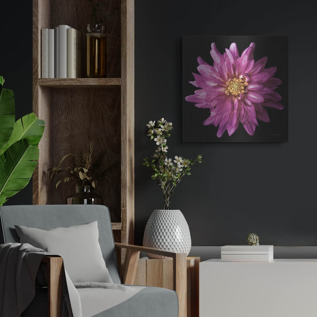 'Dahlia 5' by Debra Van Swearingen – Metal Wall Art, 24x24 room view