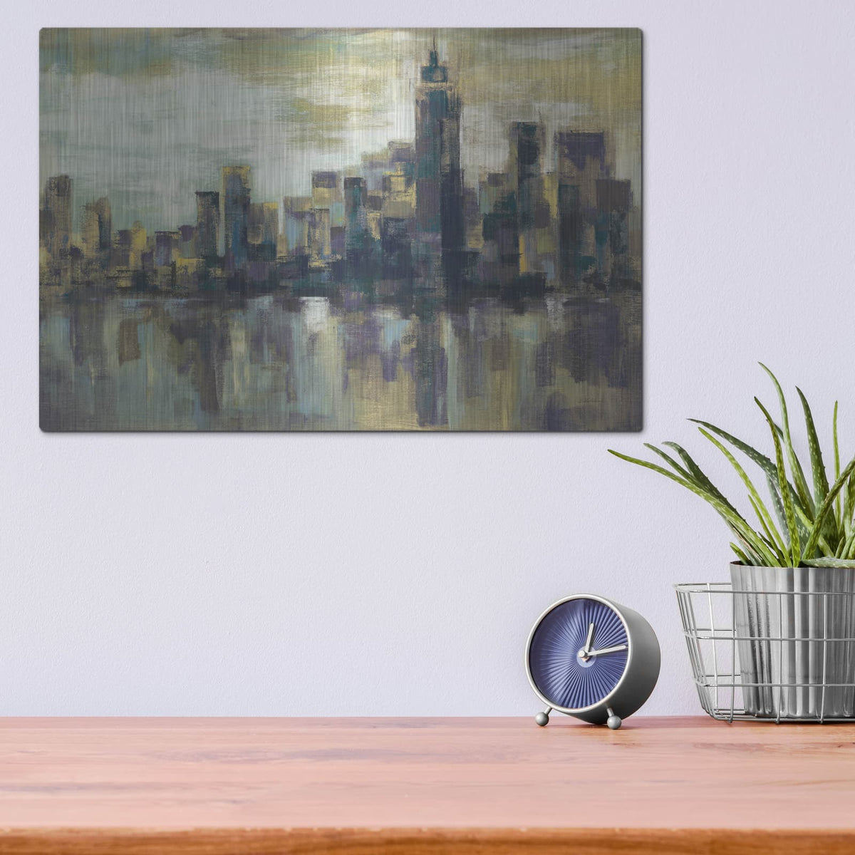 'A Colorful Day In Manhattan' by Silvia Vassileva – Metal Wall Art, 16x12 room view