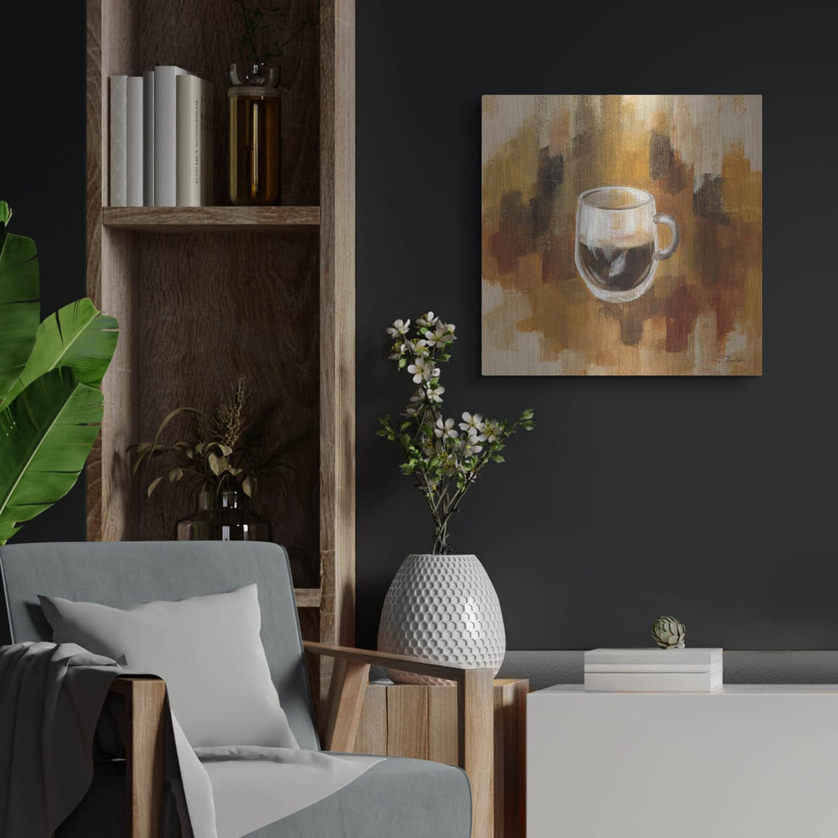 'Abstract Coffee 3' by Silvia Vassileva – Metal Wall Art, 24x24 room view