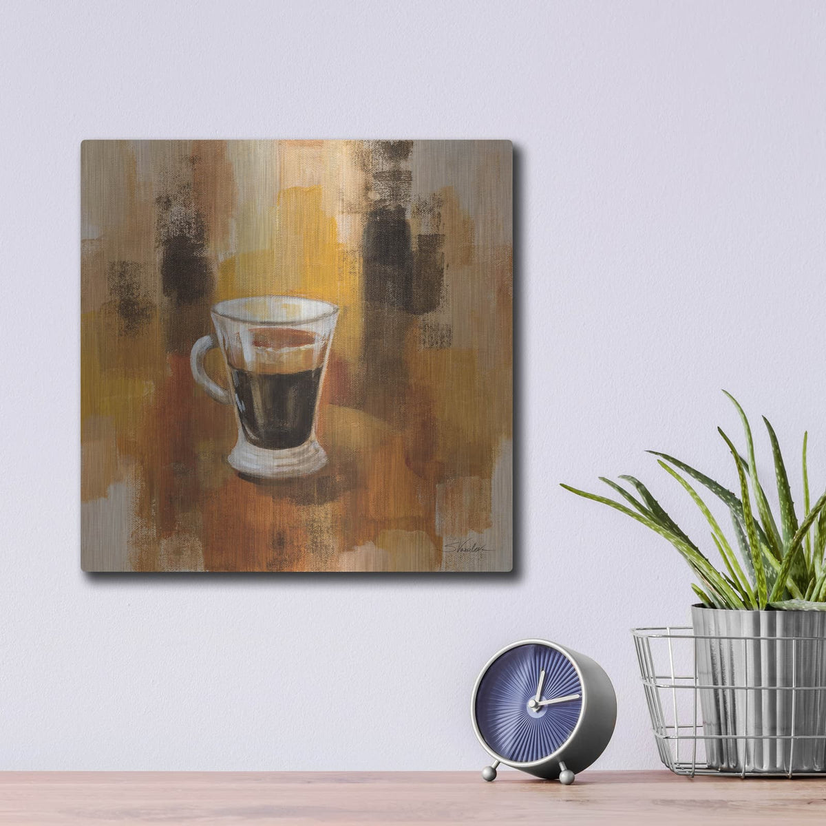 'Abstract Coffee 4' by Silvia Vassileva – Metal Wall Art, 12x12 room view