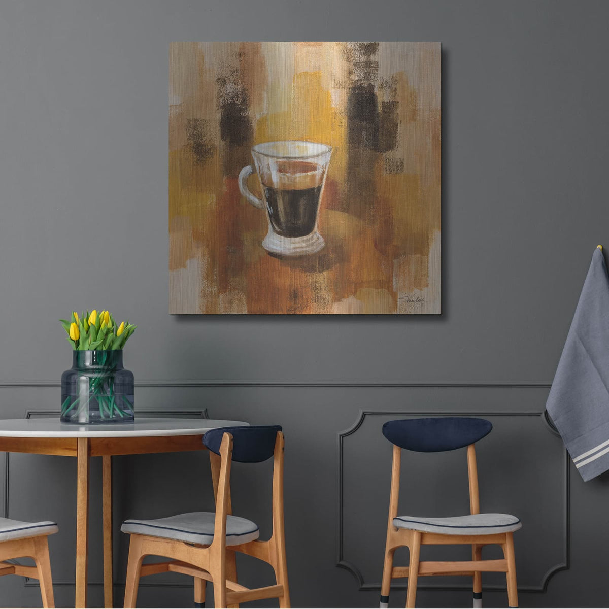 'Abstract Coffee 4' by Silvia Vassileva – Metal Wall Art, 36x36 room view