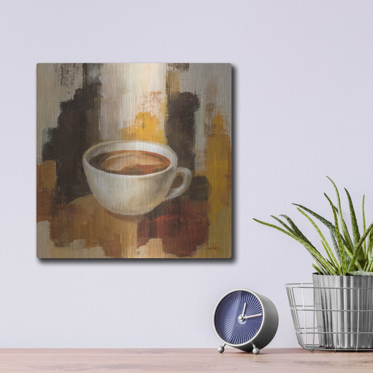 'Abstract Coffee 5' by Silvia Vassileva – Metal Wall Art, 12x12 room view
