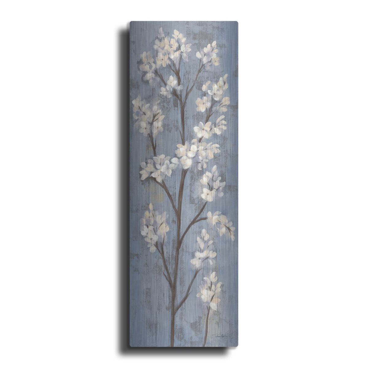 'Almond Branch 1 Slate Blue' by Silvia Vassileva – Metal Wall Art