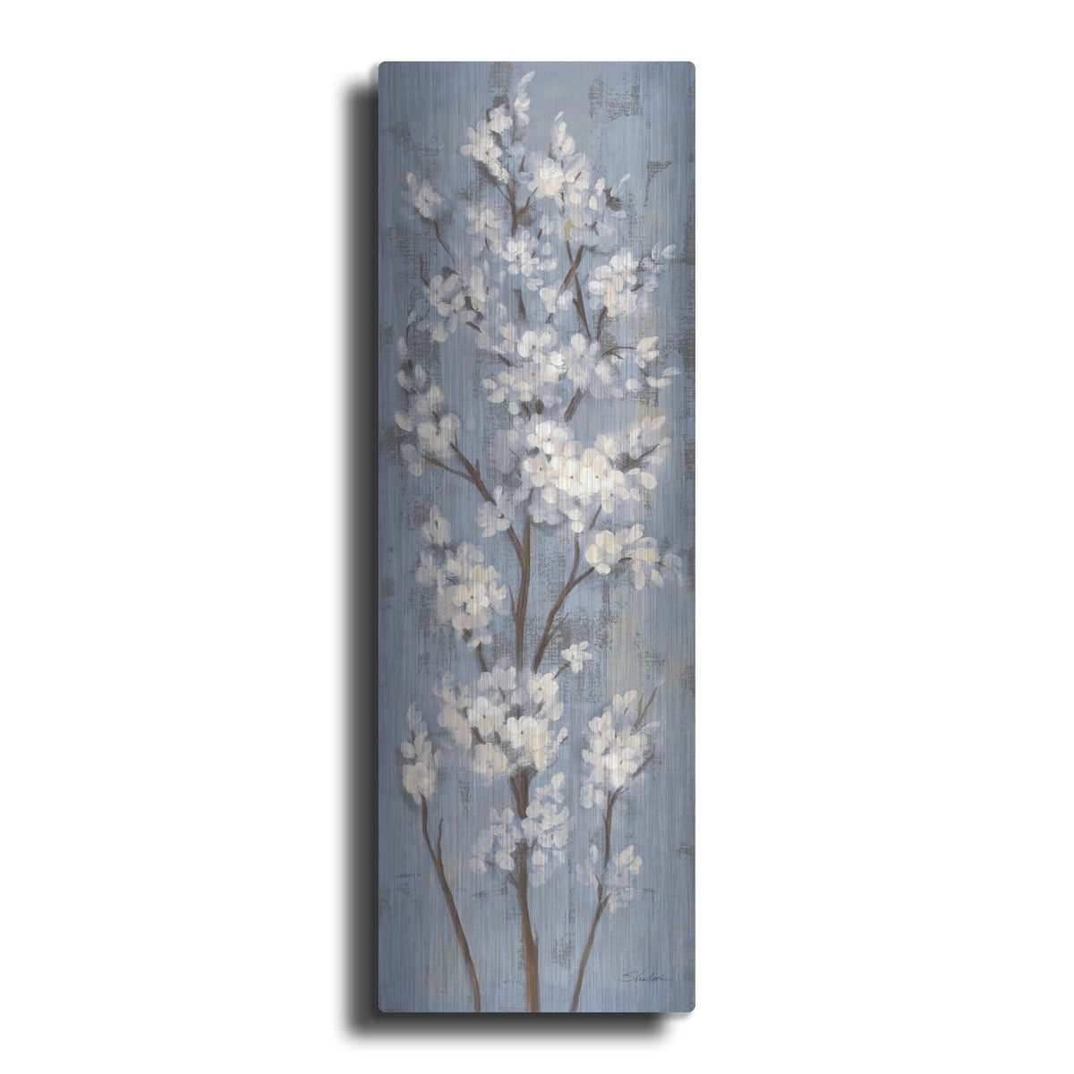 'Almond Branch 2 Slate Blue' by Silvia Vassileva – Metal Wall Art