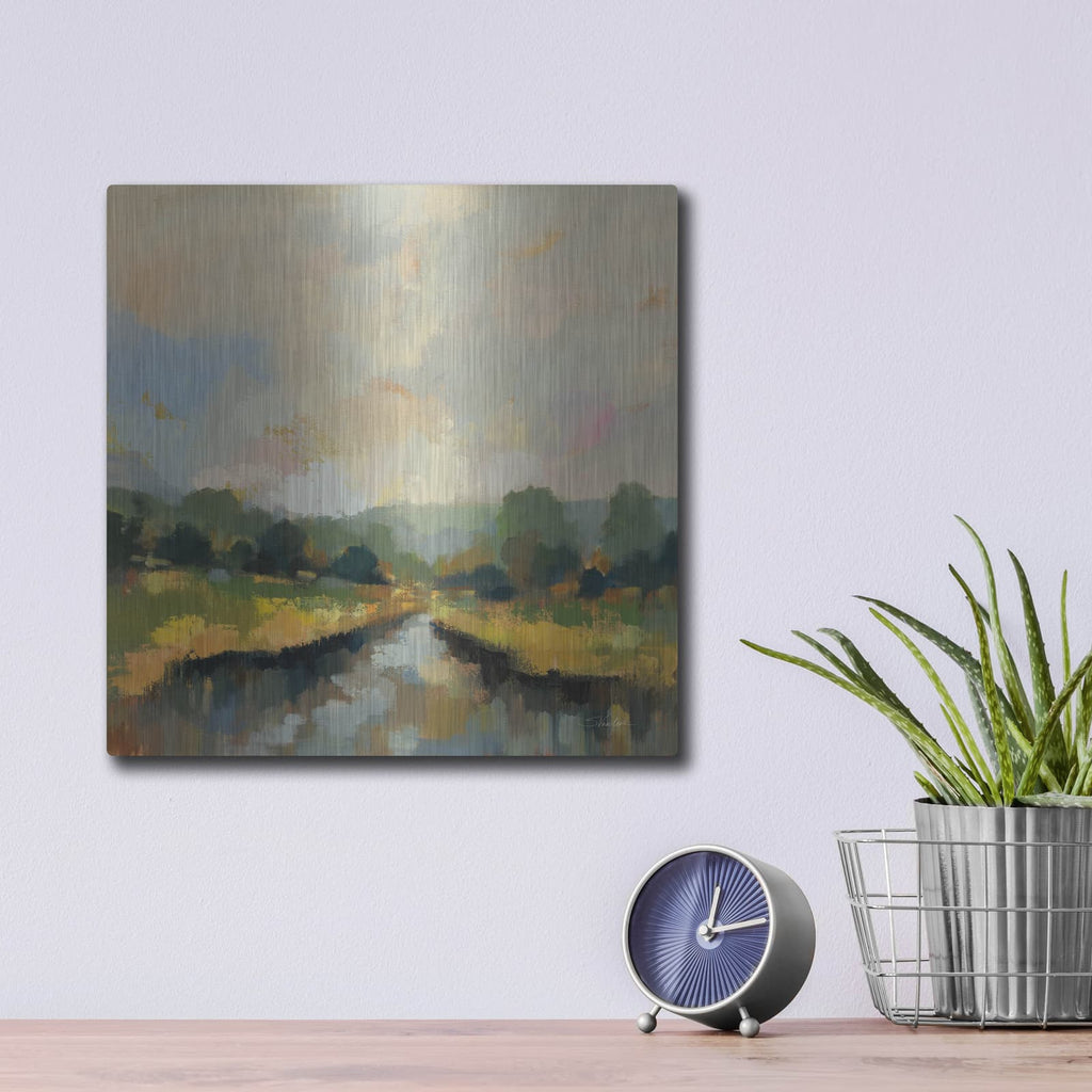 'Amber Riverbank' by Silvia Vassileva – Metal Wall Art, 12x12 room view