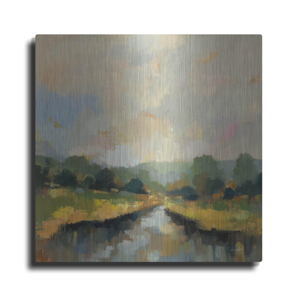 'Amber Riverbank' by Silvia Vassileva – Metal Wall Art