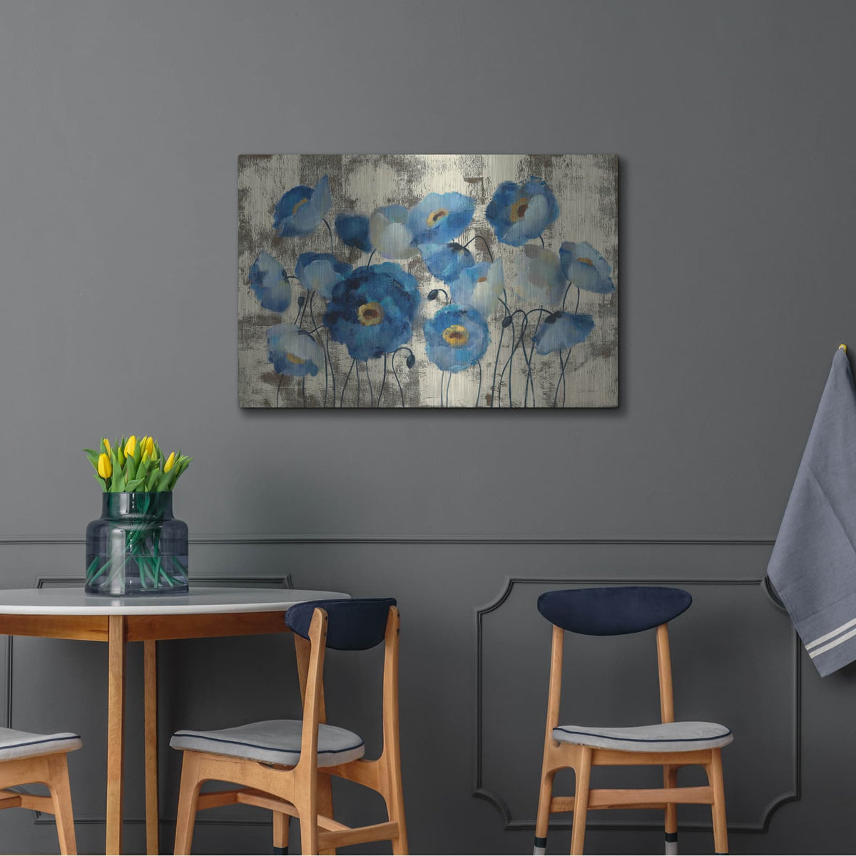 'Aquamarine Floral' by Silvia Vassileva – Metal Wall Art, 36x24 room view