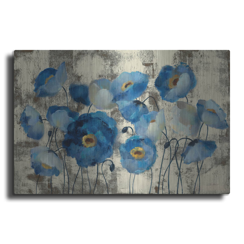 'Aquamarine Floral' by Silvia Vassileva – Metal Wall Art