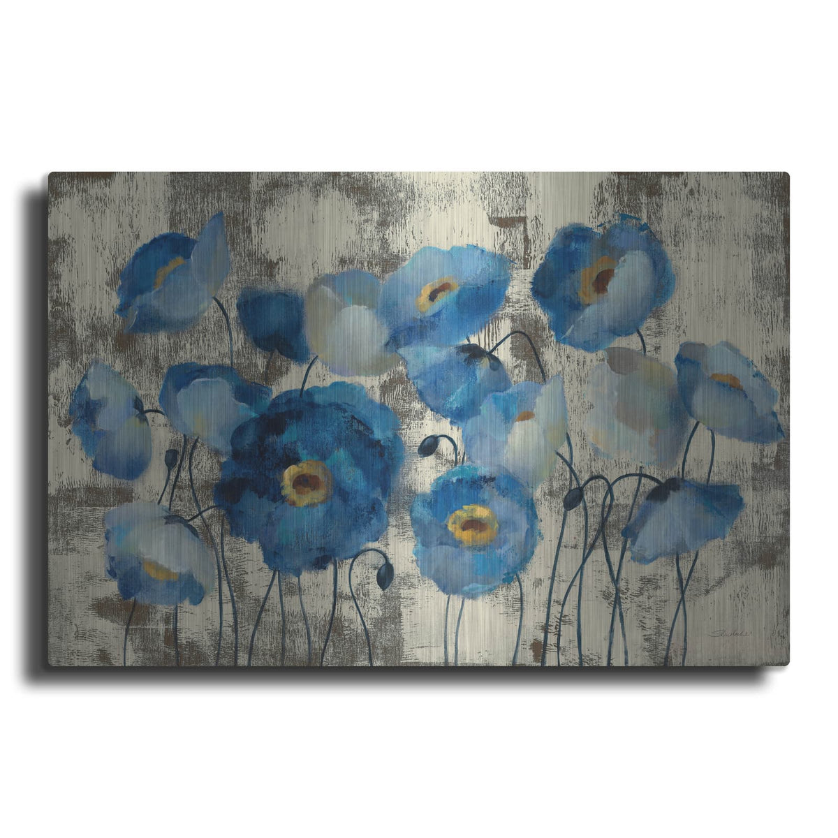 'Aquamarine Floral' by Silvia Vassileva – Metal Wall Art