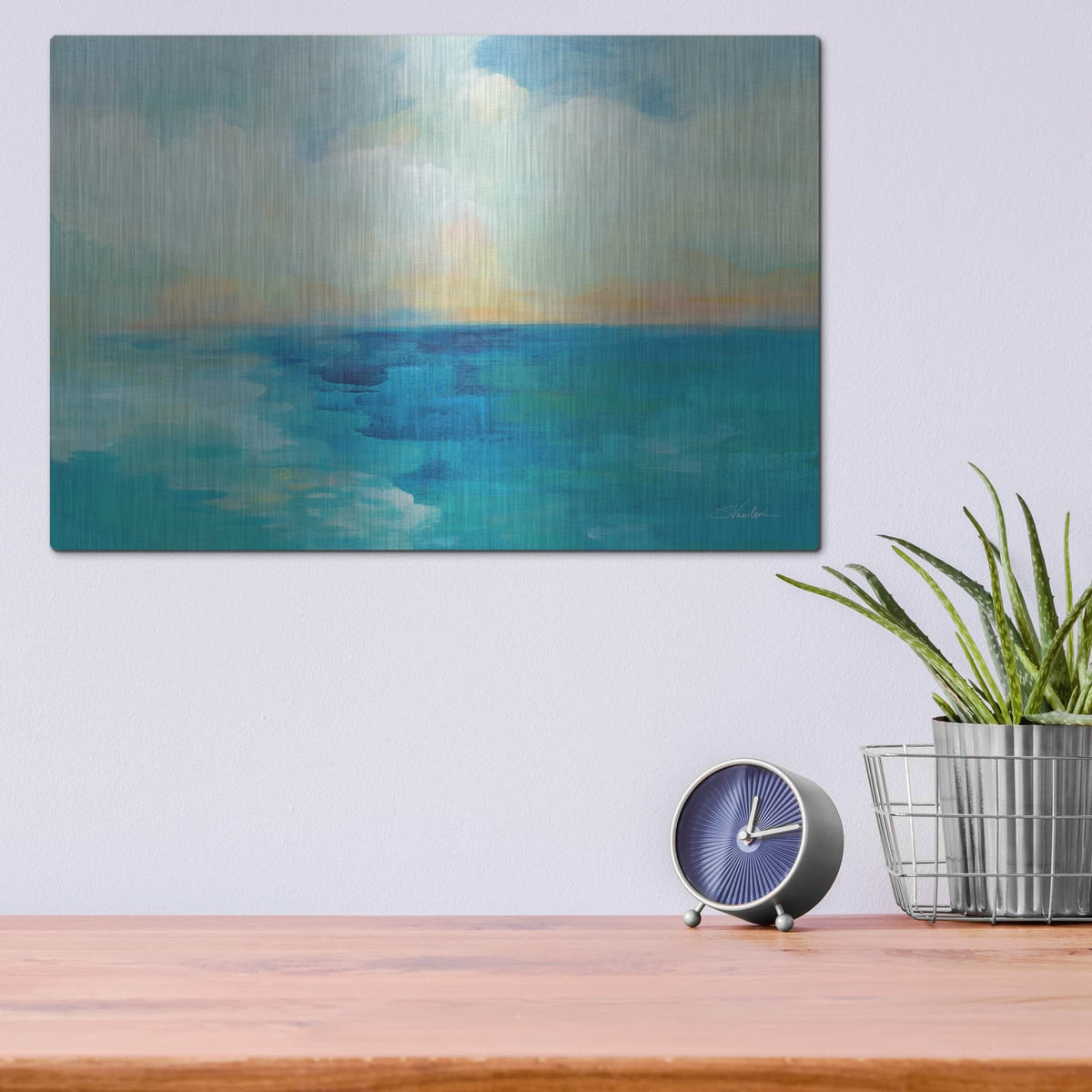 'Aquarelle Sea' by Silvia Vassileva – Metal Wall Art, 16x12 room view