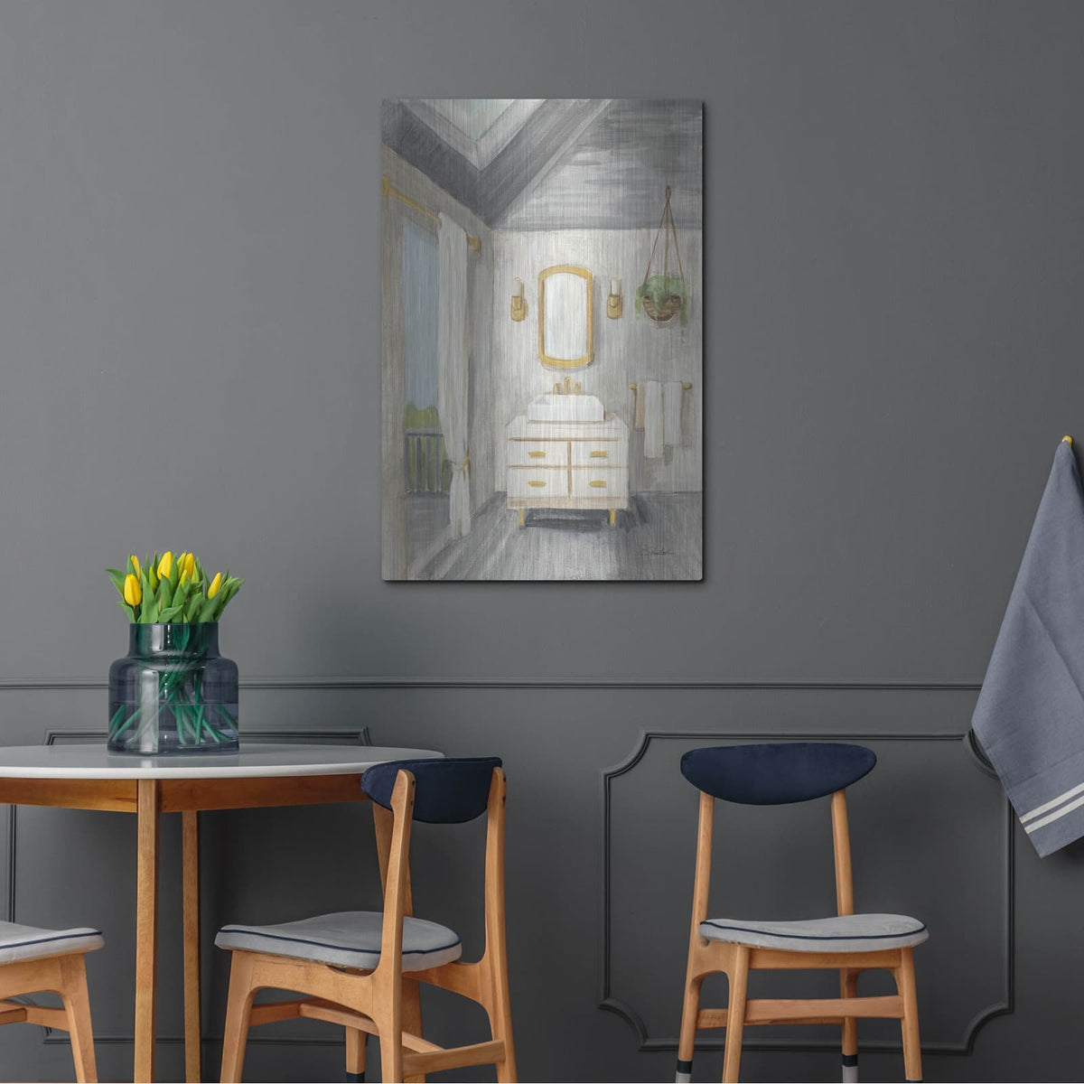 'Attic Bathroom 1 Gray Wood' by Silvia Vassileva – Metal Wall Art, 24x36 room view