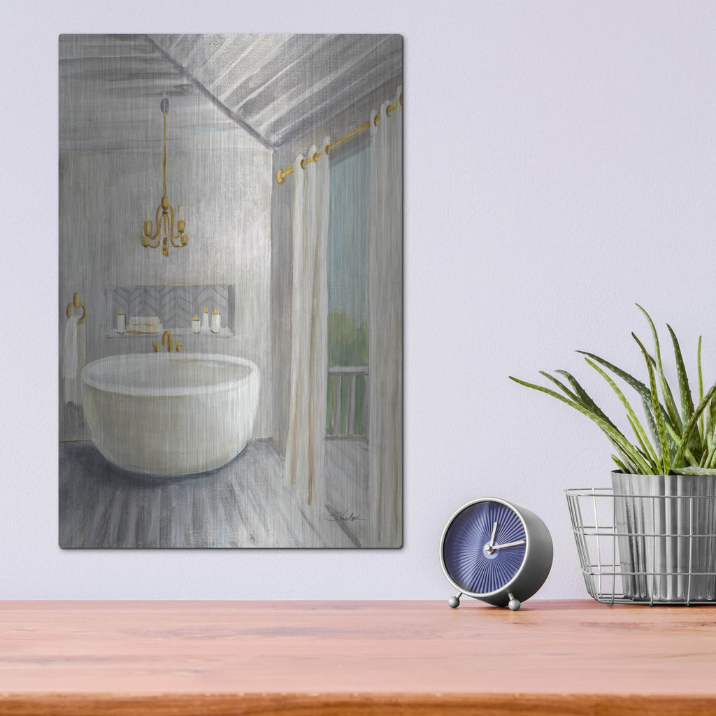 'Attic Bathroom 2 Gray Wood' by Silvia Vassileva – Metal Wall Art, 12x16 room view