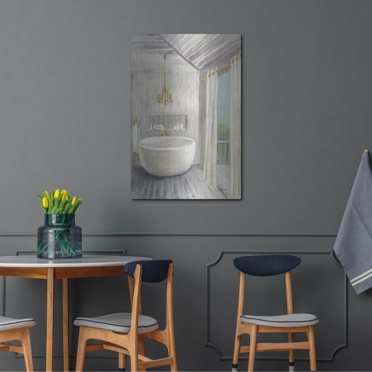 'Attic Bathroom 2 Gray Wood' by Silvia Vassileva – Metal Wall Art, 24x36 room view