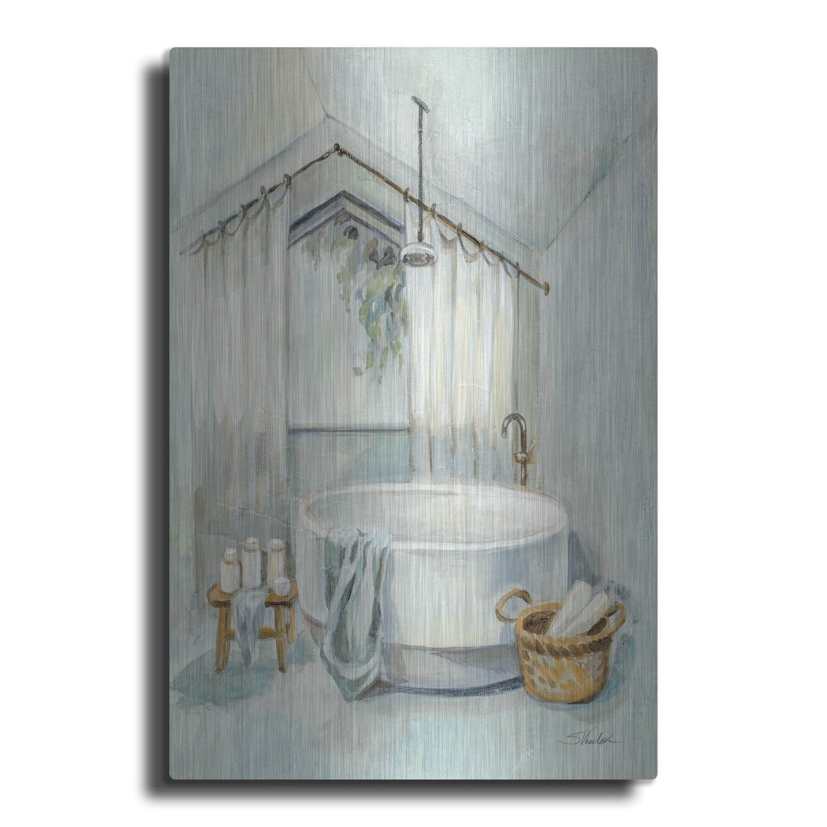 'Bathroom In The Attic 1' by Silvia Vassileva – Metal Wall Art