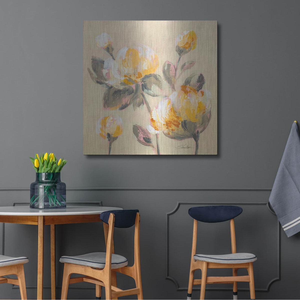 'Blooming Peony 2' by Silvia Vassileva – Metal Wall Art, 36x36 room view