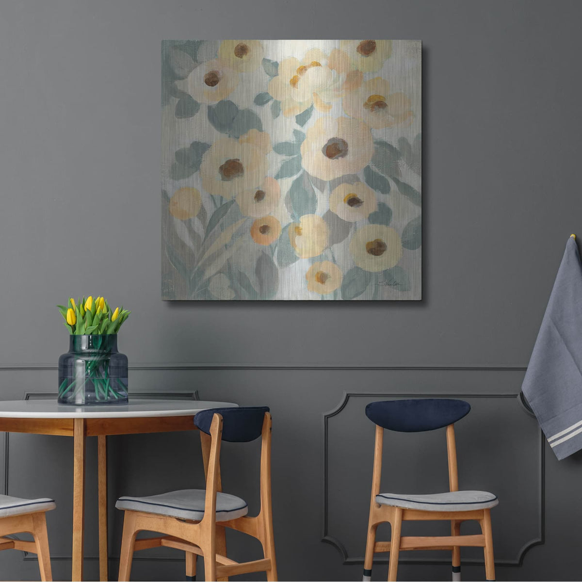 'Breezy Flowers 2' by Silvia Vassileva – Metal Wall Art, 36x36 room view