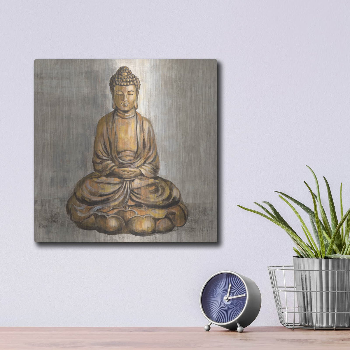 'Bronze Buddha' by Silvia Vassileva – Metal Wall Art, 12x12 room view